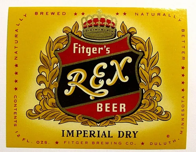 Fitger Brewing Co  FITGER'S REX BEER IMPERIAL DRY label MN 12oz