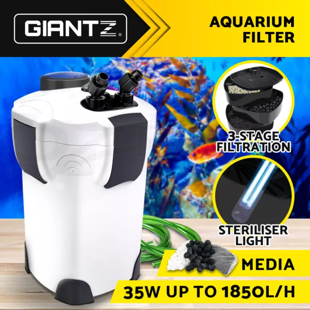 Giantz Aquarium Filter Fish Tank External Canister Water Pump Sponge 1850L/H
