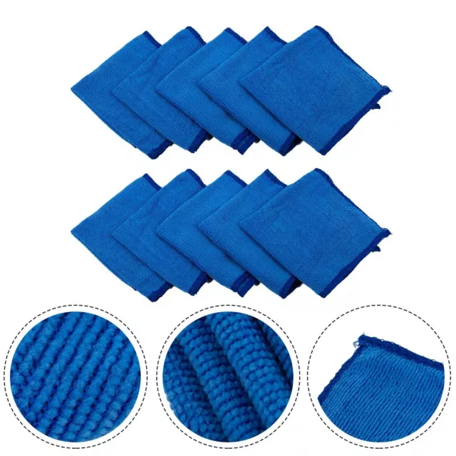 10x Bleu Chiffons En Microfibres Voiture Nettoyage Polissage Tissu 25*25cm Neuf