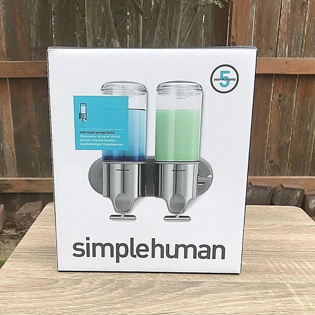 SIMPLEHUMAN TWIN WALL Mount Pump Shampoo Shower Gel Dispensers