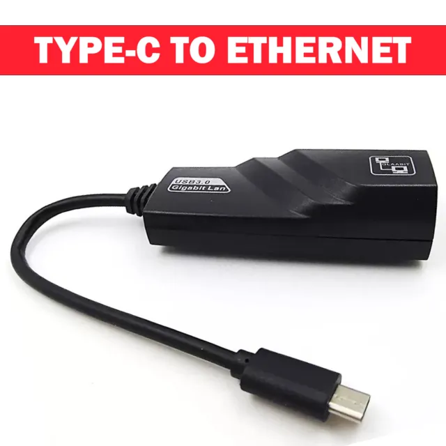 USB Type C to Ethernet LAN Internet Cable Adapter RJ45 MacBook & Type C Devices