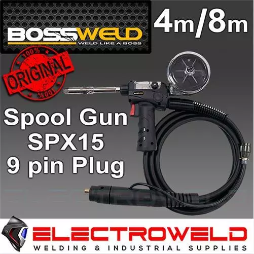 BOSSWELD Mig Spool Gun, SPX15 9 Pin Plug, Welding Torch Aluminium 97.SPX15.8.9