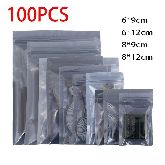 100x tasche antistatiche grigie trasparenti ideali per piccoli elettronici
