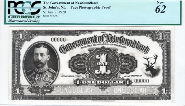 CANADA(Government of Newfoundland) $1 Dollar 1920 Face&Back Proof PCGS UNC-62/64