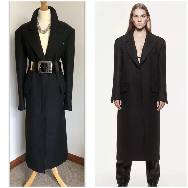 ZARA MISCELA LANA Cappotto Lungo Maschile Donna Unit 2 Taglia L