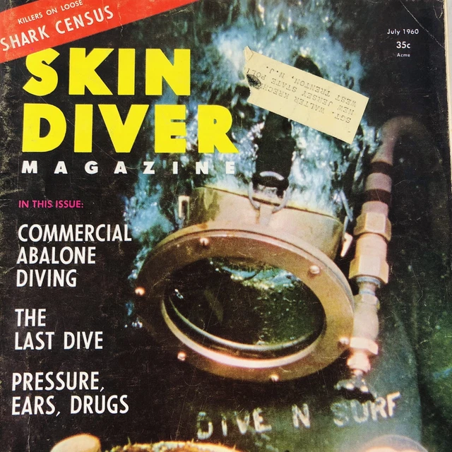 VINTAGE SKIN DIVER Magazine July 1960 Shark Census Abalone Diving £20.