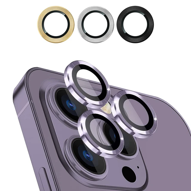 For iPhone 14 Pro Max Metal Ring Tempered Glass Camera Lens Protector HD Cover