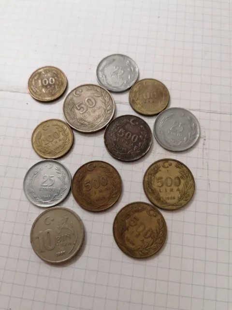 Lot de 12 pièces monnaie turquie  anciennes.