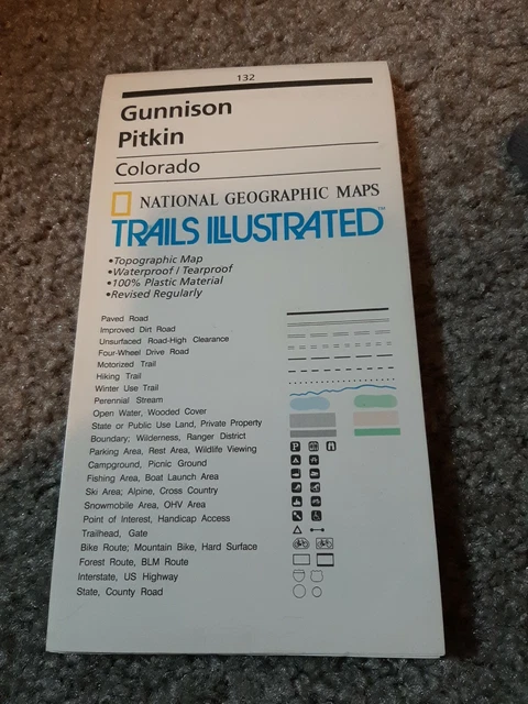 National Geographic Trails Illustrated Colorado Gunnison Pitkin Topo Map 132