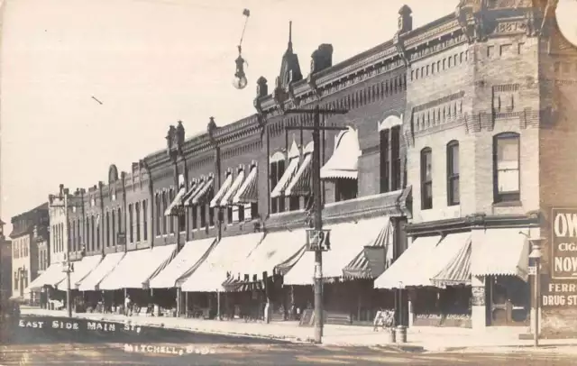 Mitchell South Dakota East Side Main Street Real Photo Vintage Postcard AA8150