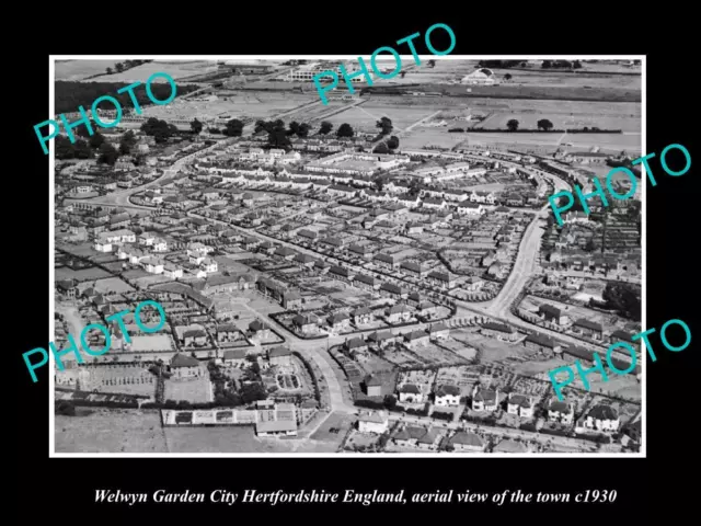 OLD HISTORIC PHOTO OF WELWYN GARDEN CITY ENGLAND AERIAL VIEW OF TOWN c1930 2