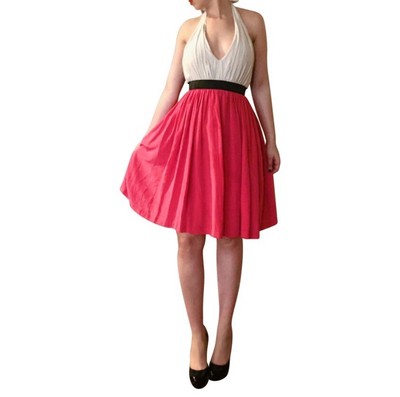 MINT By Jodi Arnold Punk Cream Color Block Halter Marilyn Monroe Dress SZ 4