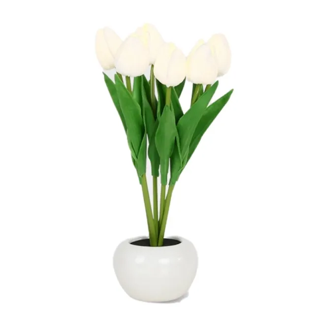 Luz nocturna de tulipán hecha a mano, linda flor para dormitorio, lámpara  LED en cúpula de cristal con adornos de escritorio para dormitorio, hogar