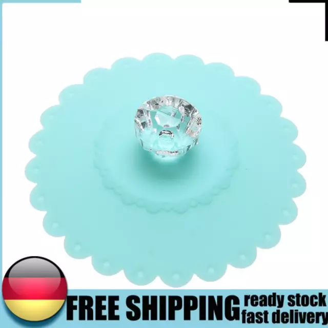 Cubierta de taza de diamantes de silicona de encaje con tapa de aislamiento térmico (azul bebé) DE