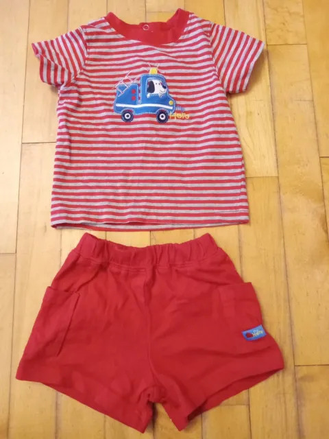 Carters 9 Month Baby Boys Summer Outfit Red Striped Hero Truck Shorts Cotton