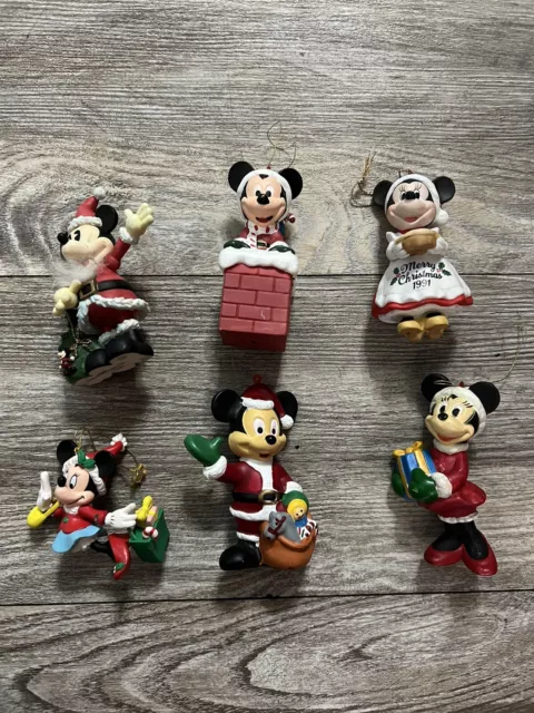 Vtg 80s Mickey Mouse Christmas Ornaments (6 Pieces)Walt Disney Co