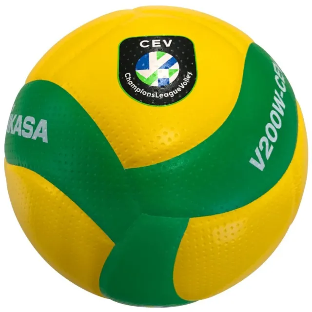 Mikasa Volleyball V200W-CEV Champions League Playball Ball Sz 5 Yellow Green