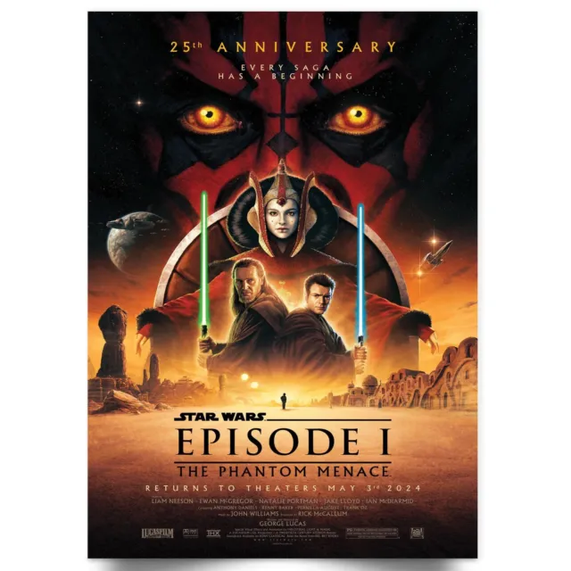Star Wars The Phantom Menace 25th Anniversary Movie 2024 Poster A5 A4 A3 A2 A1