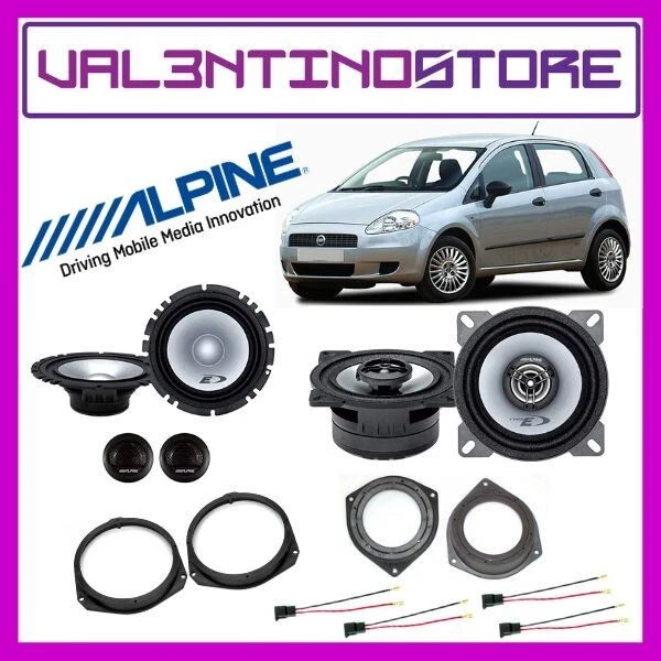 Kit 6 Casse Altoparlanti Alpine - Fiat Grande Punto Anteriori 16,5cm + Tw e Post