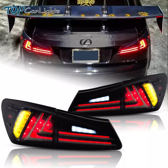 VLAND Smoked  LED Tail Lights For 2006-2014 Lexus IS250 IS350 ISF Rear Lamps