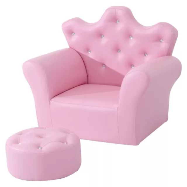 2 PCS Kids Sofa and Ottoman Child Size Armchair For Ages 3 -5 in Pink NEW