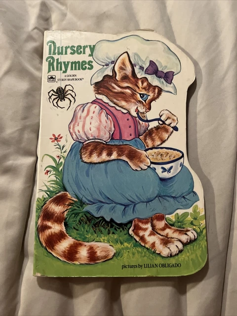 Vintage 1980 A Golden Sturdy Shape Book Nursery Rhymes Cat by Lilian Obligado