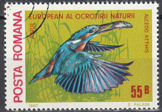 Rumänien gestempelt Tier Wildtier Vogel Eisvogel Tierwelt Fauna Natur / 886