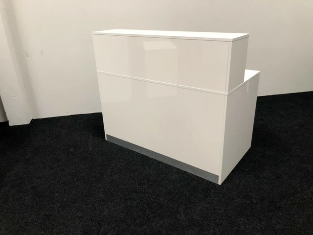 WHITE RECEPTION DESK 1800mm W/1100mmH/600D hight gloss white desk riser ...