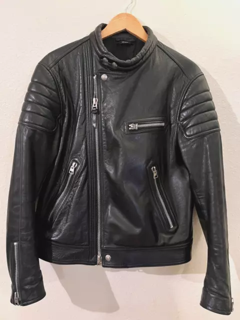 Tom Ford Leather Biker Leather Jacket in Black size IT 54 -US L