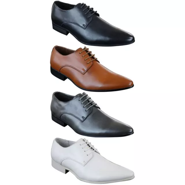 Mens Smart Casual Formal Laced Pointed Leather Shoes Wedding Prom Office Classic