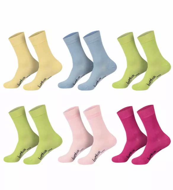 Socken Viskose (aus Bambuszellstoff) 6 Paar Softrand ohne Gummi Damen pastel