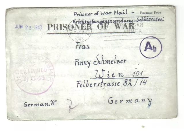 POW Kgf Faltbrief eines Afrikakämpfers 30.6.43 aus Oklahoma ( Feldpost 48188 )