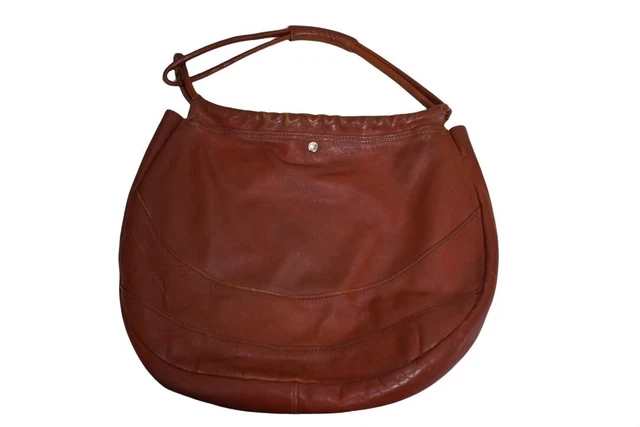 Vintage 70's Brown Leather Hobo Bag and Pouch Snap Closure Boho