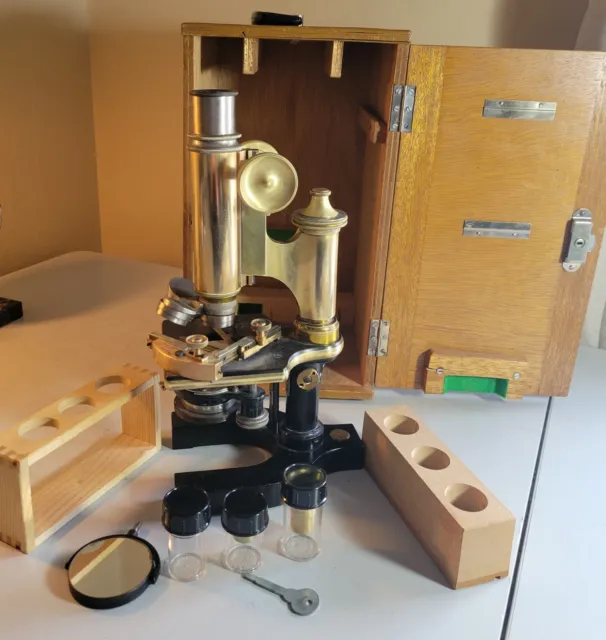 Antique Ernest Leitz Wetzlar Brass Microscope (1897 Germany)