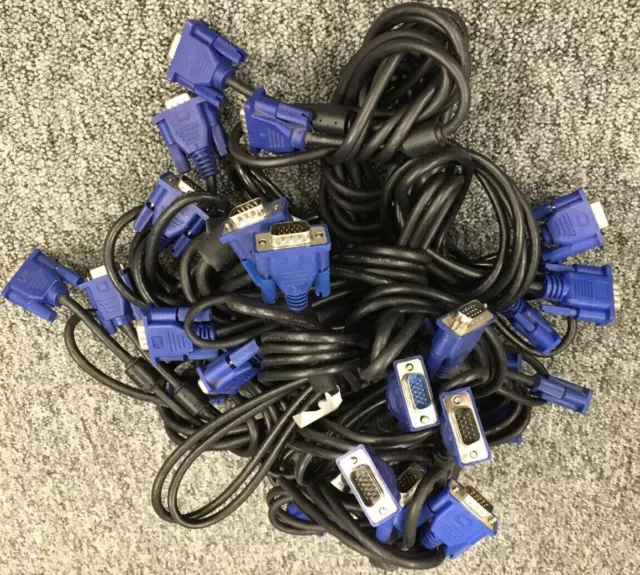 50 x Bulk VGA Male to Male Monitor Cable for PC Computer TV FUlly Tested Job Lot 3