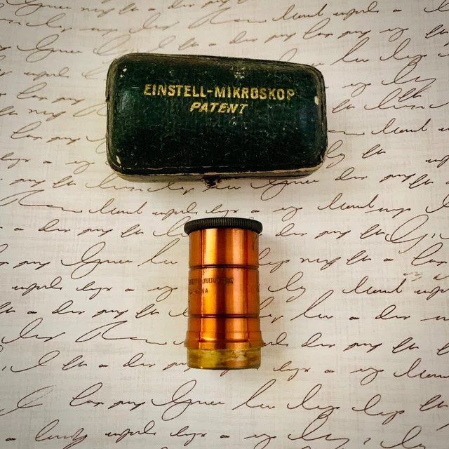1880 Antique Einstell Patent Miniature Microscope Bronze Wein Vienna Cased Small
