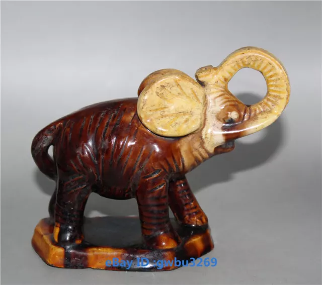 Collect old Chinese Porcelain Hand carved Painting Elephant Statue 21345