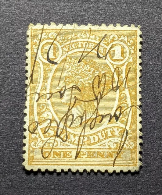 Old Victoria Australian State Stamp  One Penny Stamp Duty