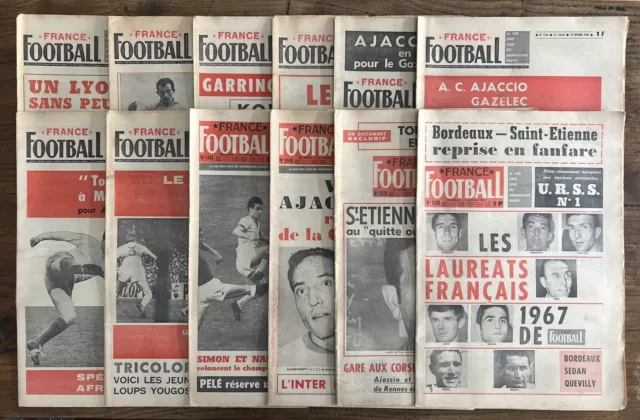 Lot de 12 FRANCE FOOTBALL de 1968 - Marseille Saint Etienne Lyon Bordeaux Europe