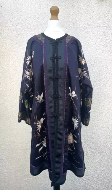 Giacca Kimono Giapponese Haori Vintage Viola Ricamata