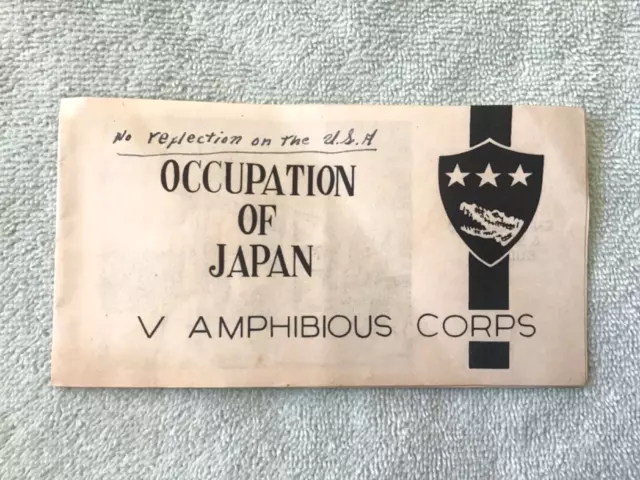 Vintage WWII V AMPHIBIOUS CORPS US Marines Occupation of Japan Booklet