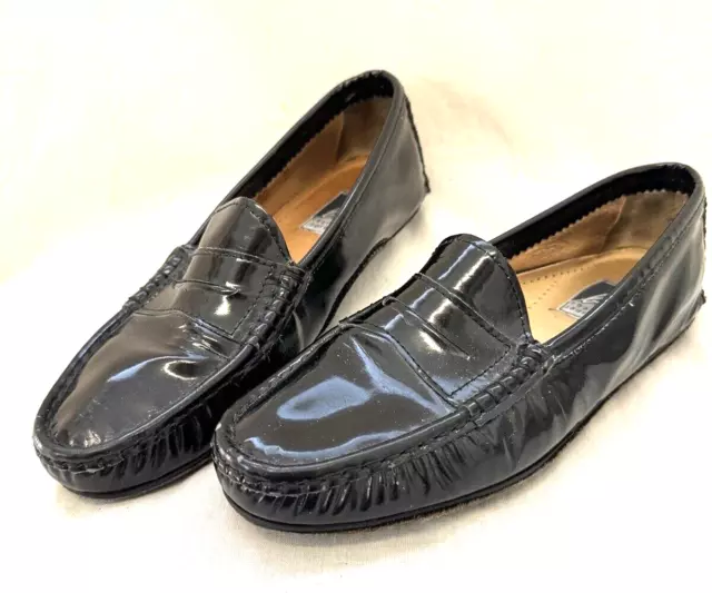 CHARLES JOURDAN CJ Bis black patent leather penny loafer shoes women's ...