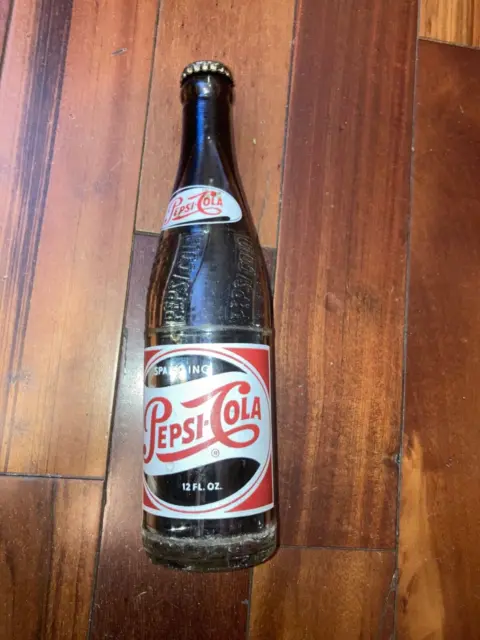 Vintage Pepsi Cola Glass Bottle Half Full 12 oz Swirl Sparkling *New York,  NY*