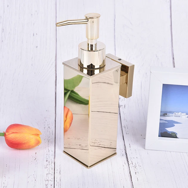 Dispensador de jabón dorado baño jabón líquido a mano botella de champú de acero inoxidable- -H7