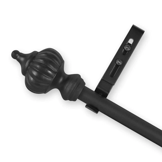 Pinnacle Adjustable Unique Taj Grooved Curtain Rod 50-98" - Black