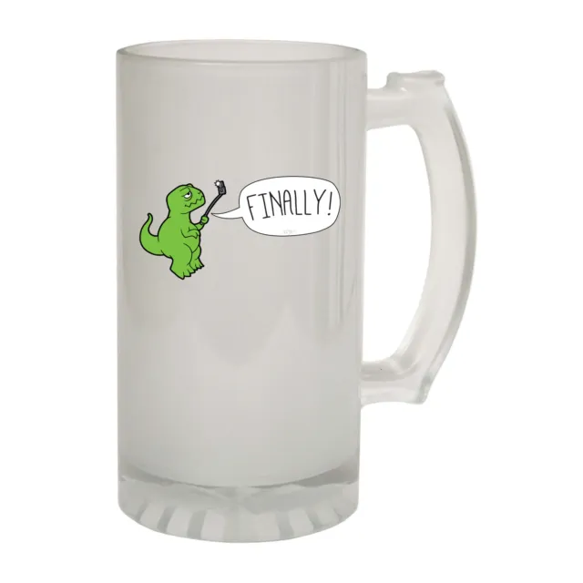 Trex Finally Selfie Dinosaur Novelty Gift Frosted Glass Beer Stein - Gift Boxed