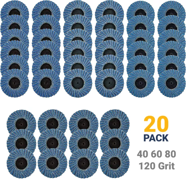 20PCS 2 inch Zirconia Roll Lock Flap Sanding Disc 40 60 80 120 Grit Die Grinder