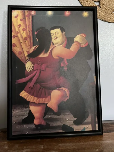 Hand-painted Oil painting Reproduction of Fernando Botero girl dance 12.5 x 18