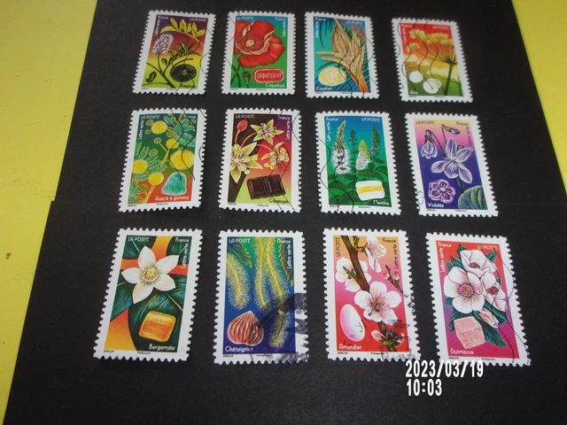 Serie 2022 N° AA 2133 - 2144 Fleur et Douceur oblitéré 4 cachets ronds