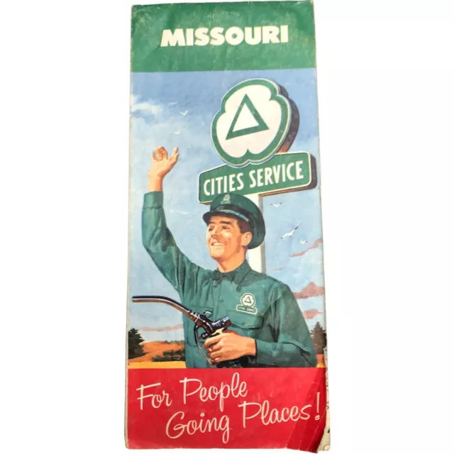 1950 Cities Service Road Map Missouri For People Going Places